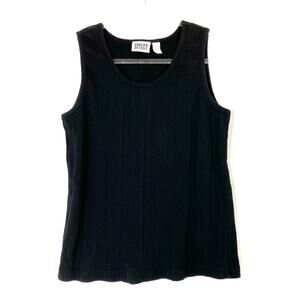 Chico's Design | Vintage Black Ribbed Knit Tank Top 100% Cotton Chicos 2/US L